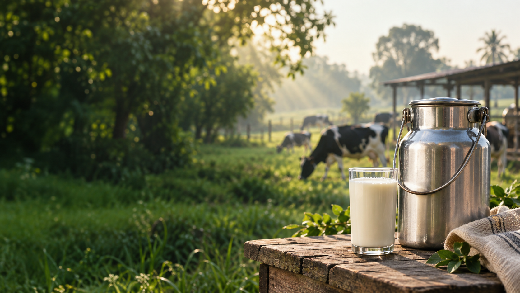 RozAana fresh milk at the farm